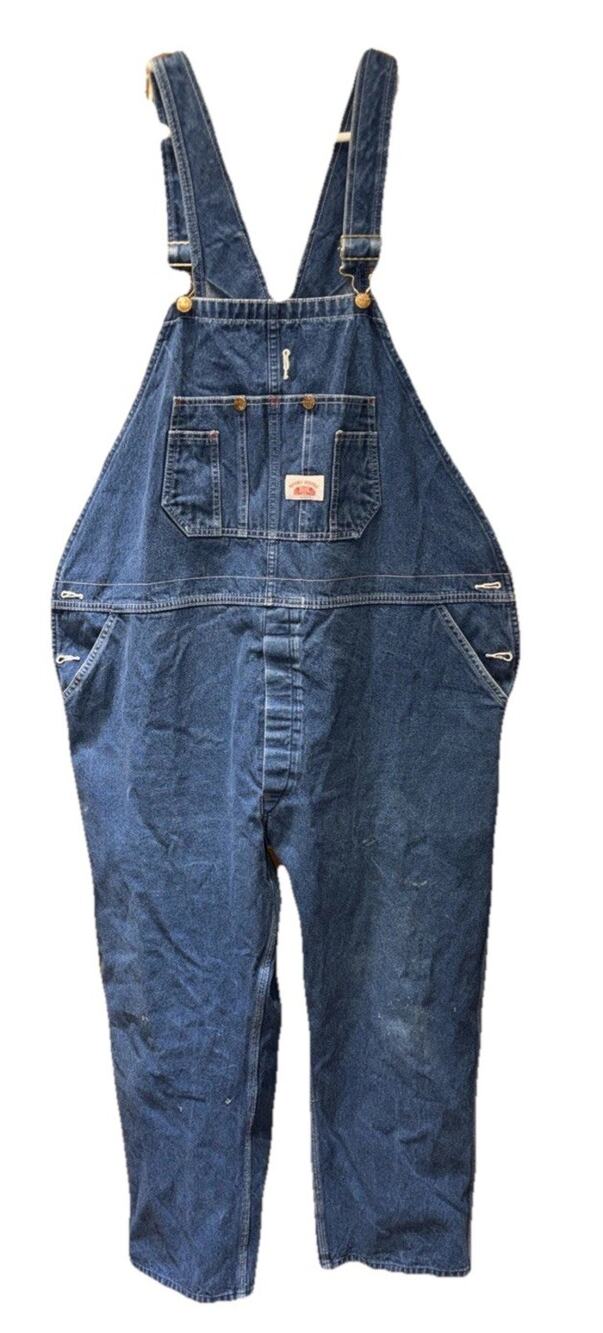 Round House Mens Overalls Blue Size 44x30 MISSING ONE TOP BUTTON Stain Nick Hole